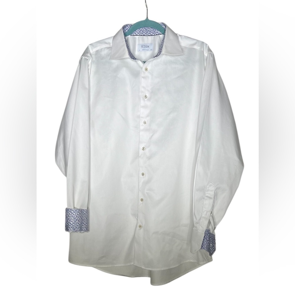 Eton Contemporary Dress Shirt with paisley contrasting sleeves 17.5 (44)